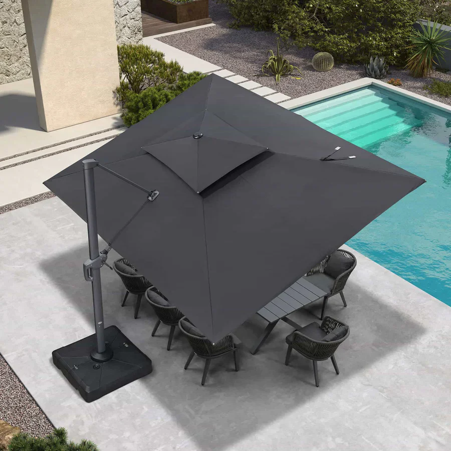 PURPLE LEAF Zweefparasol met Dubbel Dak UV50+ Kleurvast voor Tuin en Terras