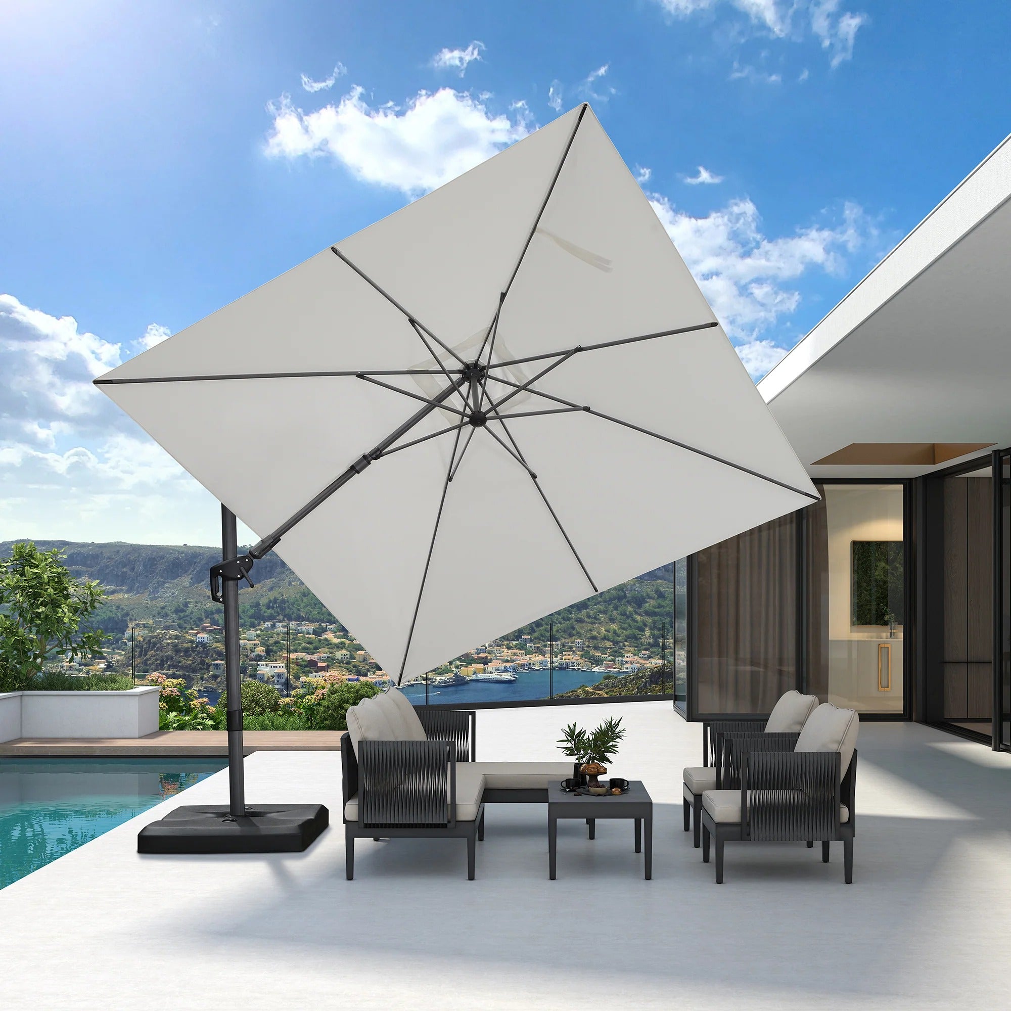 PURPLE LEAF Draaibare en Kantelbare Zweefparasol voor Tuin en Terras
