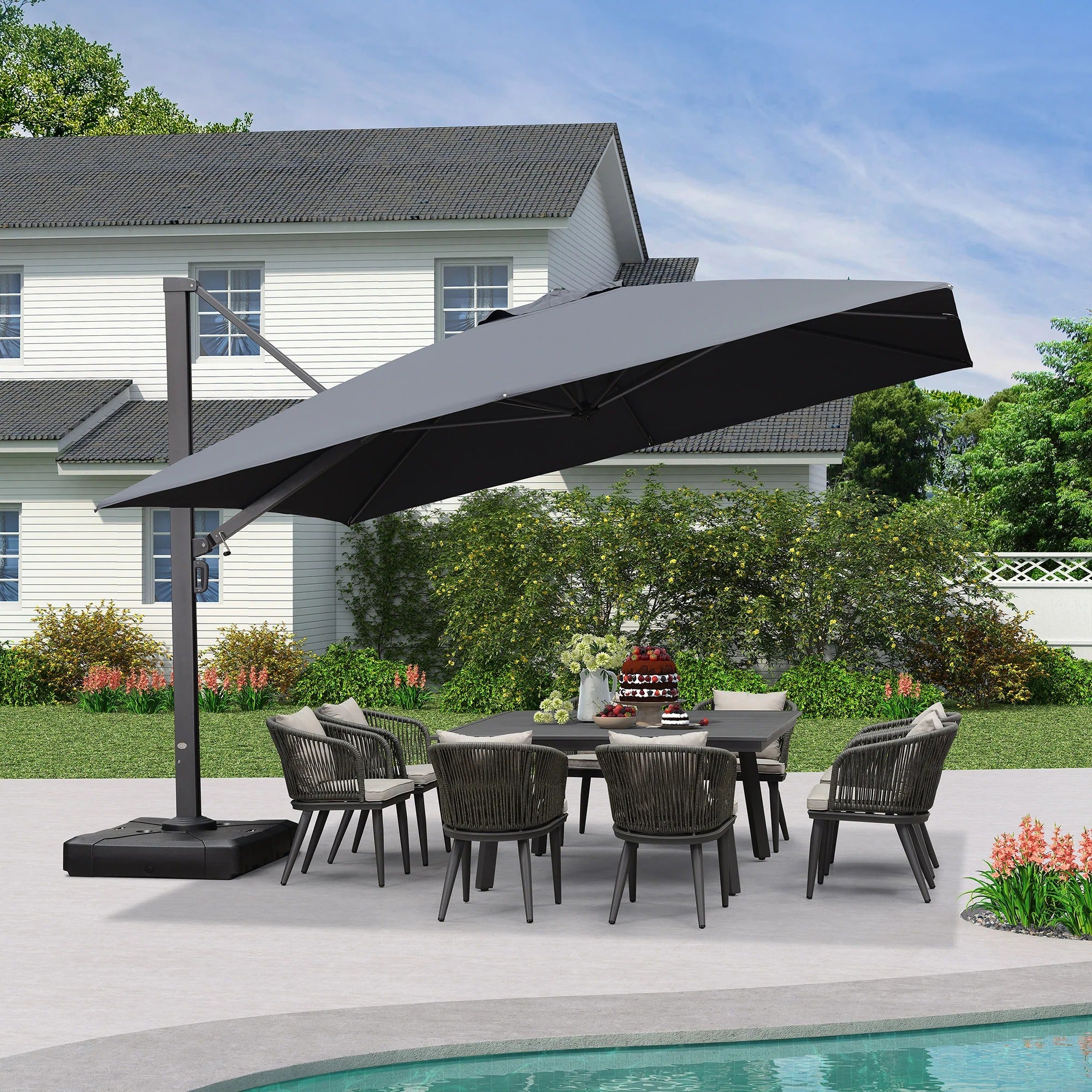 PURPLE LEAF Extra Grote Aluminium Zweefparasol – Extreem Windbestendig & UV-Werend – voor Terras, Café & Buitenleven