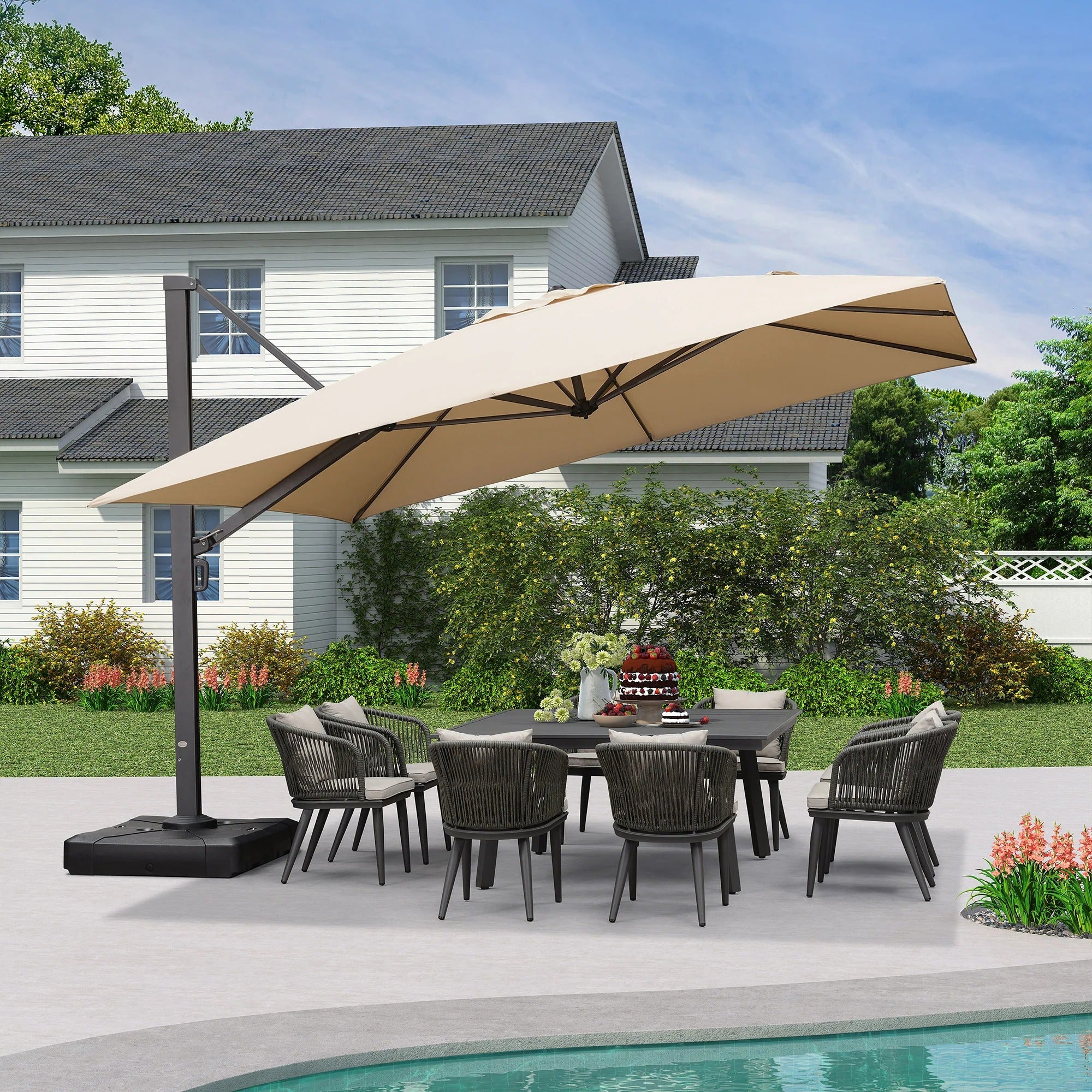 PURPLE LEAF Extra Grote Aluminium Zweefparasol – Extreem Windbestendig & UV-Werend – voor Terras, Café & Buitenleven