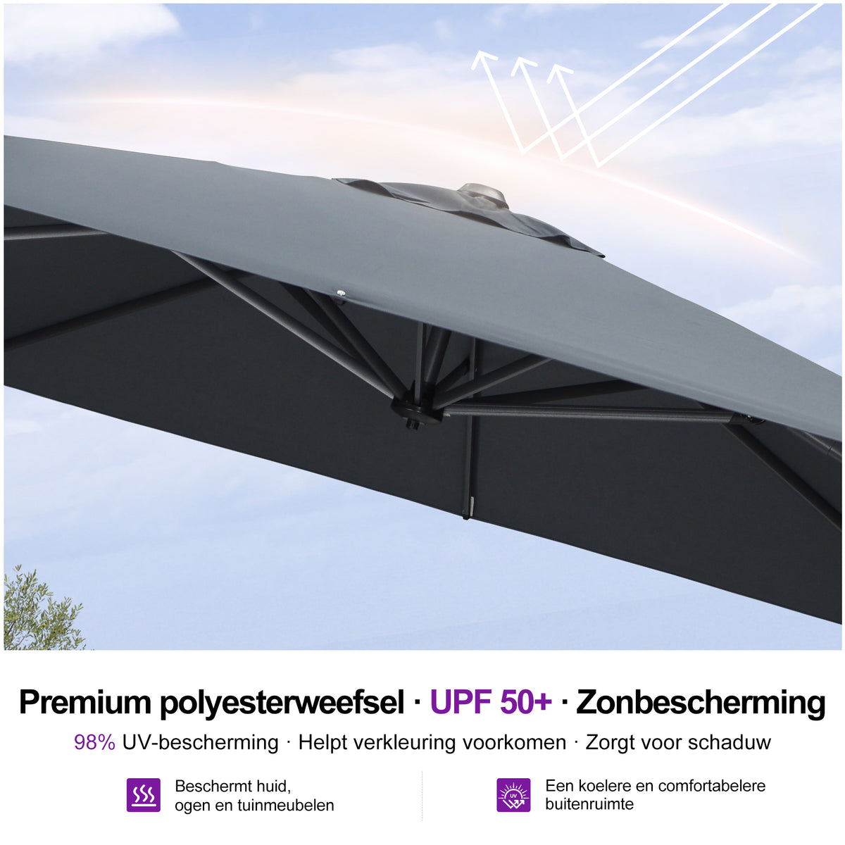 PURPLE LEAF Parasols Grote Vierkante en Rechthoekige Zweefparasols voor Terras en Tuin