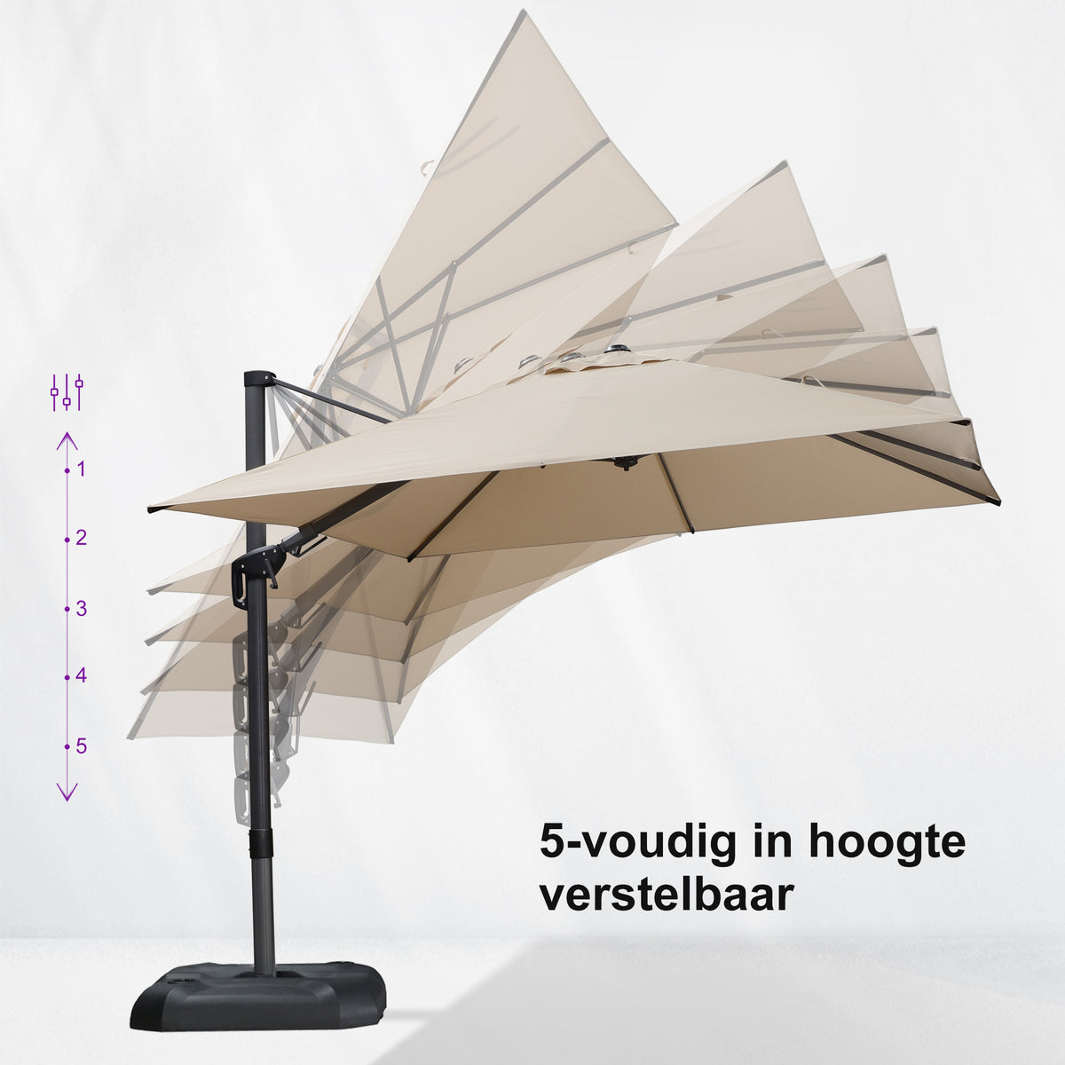 PURPLE LEAF Parasols Grote Vierkante en Rechthoekige Zweefparasols voor Terras en Tuin