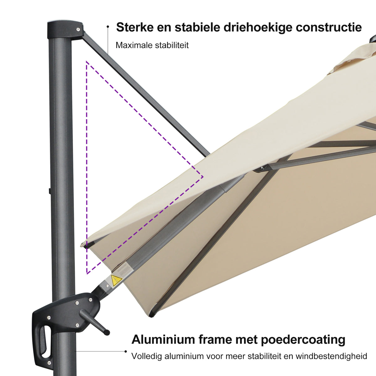 PURPLE LEAF Parasols Grote Vierkante en Rechthoekige Zweefparasols voor Terras en Tuin