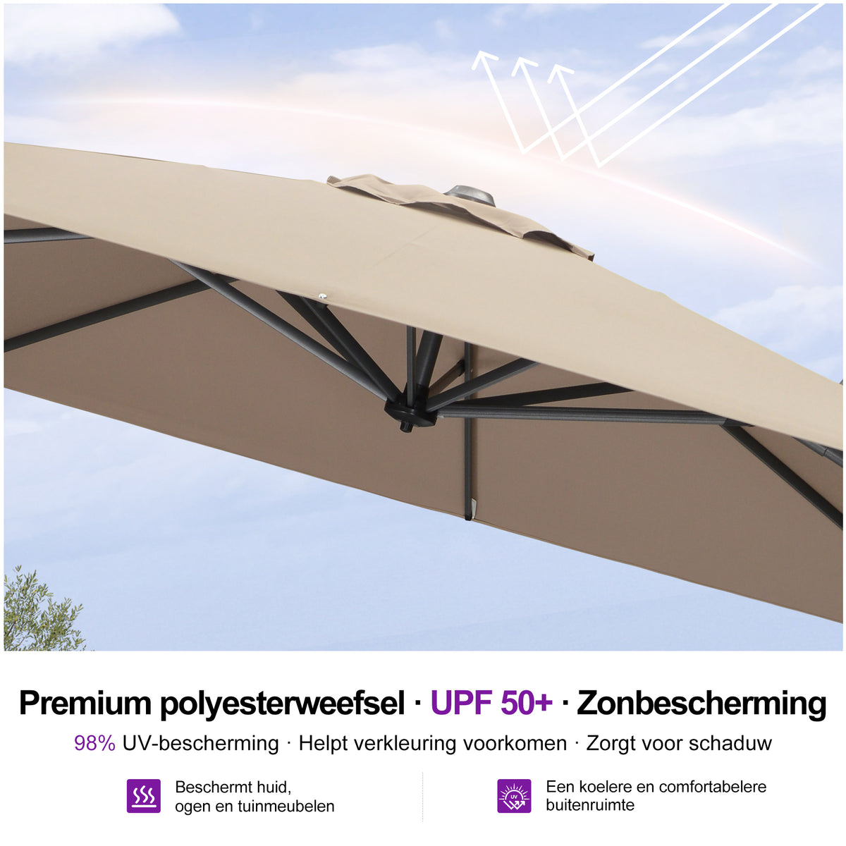 PURPLE LEAF Parasols Grote Vierkante en Rechthoekige Zweefparasols voor Terras en Tuin
