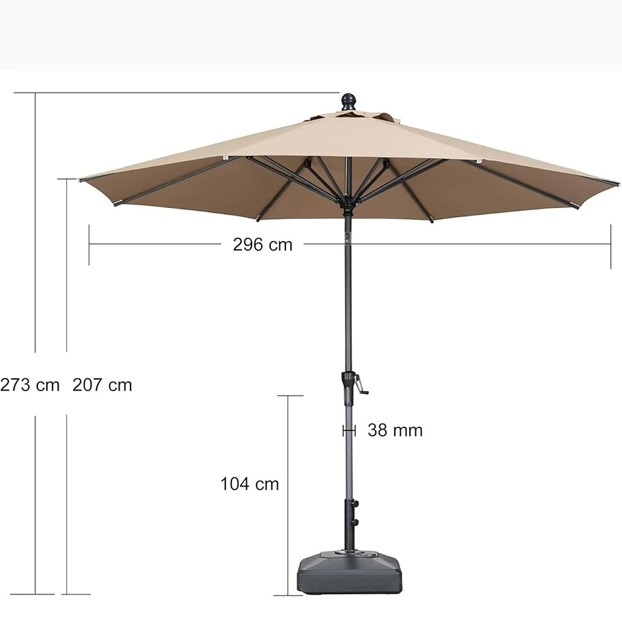 PURPLE LEAF Aluminium Kantelbare Stokparasol met Slinger – voor Balkon & Terras