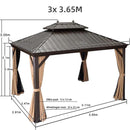 PURPLE LEAF Hardtop Prieel Frame Aluminium Gegalvaniseerd Stalen Dak Zonwering Partytent met Gordijn en Klamboe