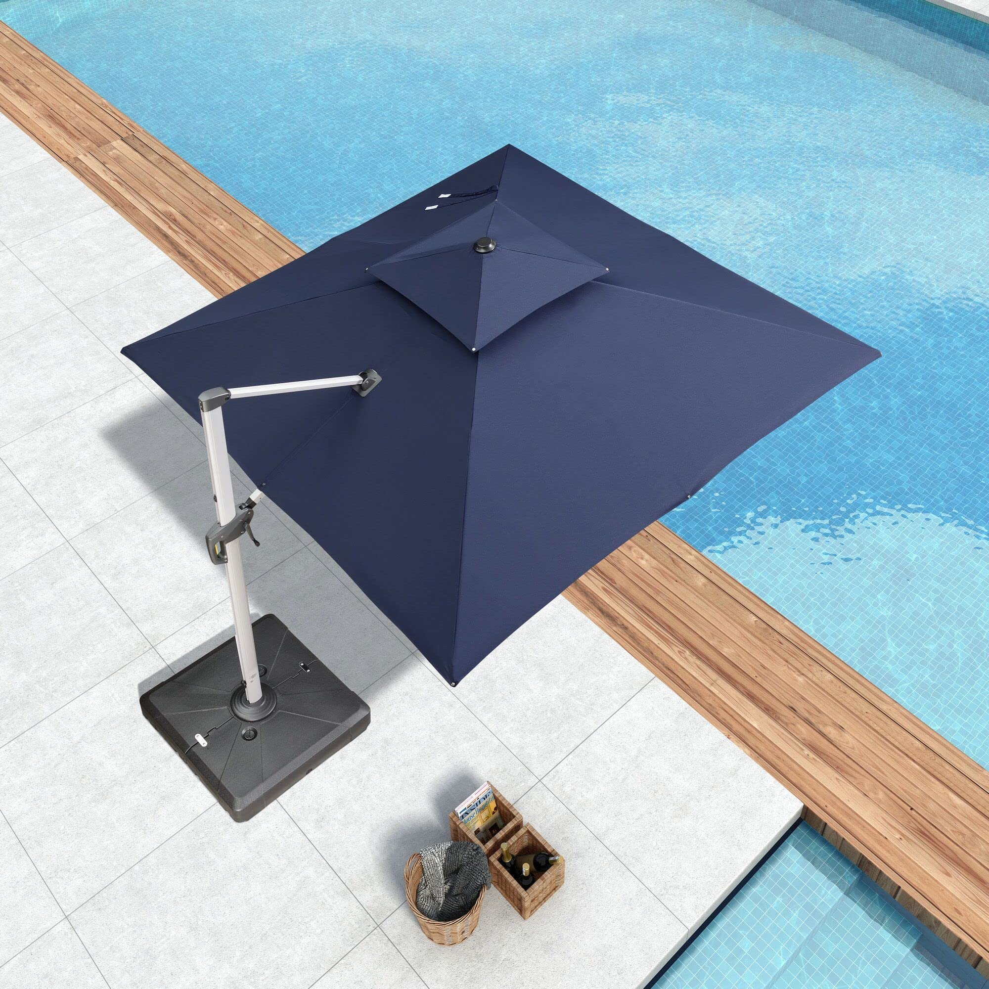 PURPLE LEAF Dubbele Top 360 Graden Rotatie 300x300cm/330x330cm/365x365 cm Vierkante Outdoor Tuin Parasol