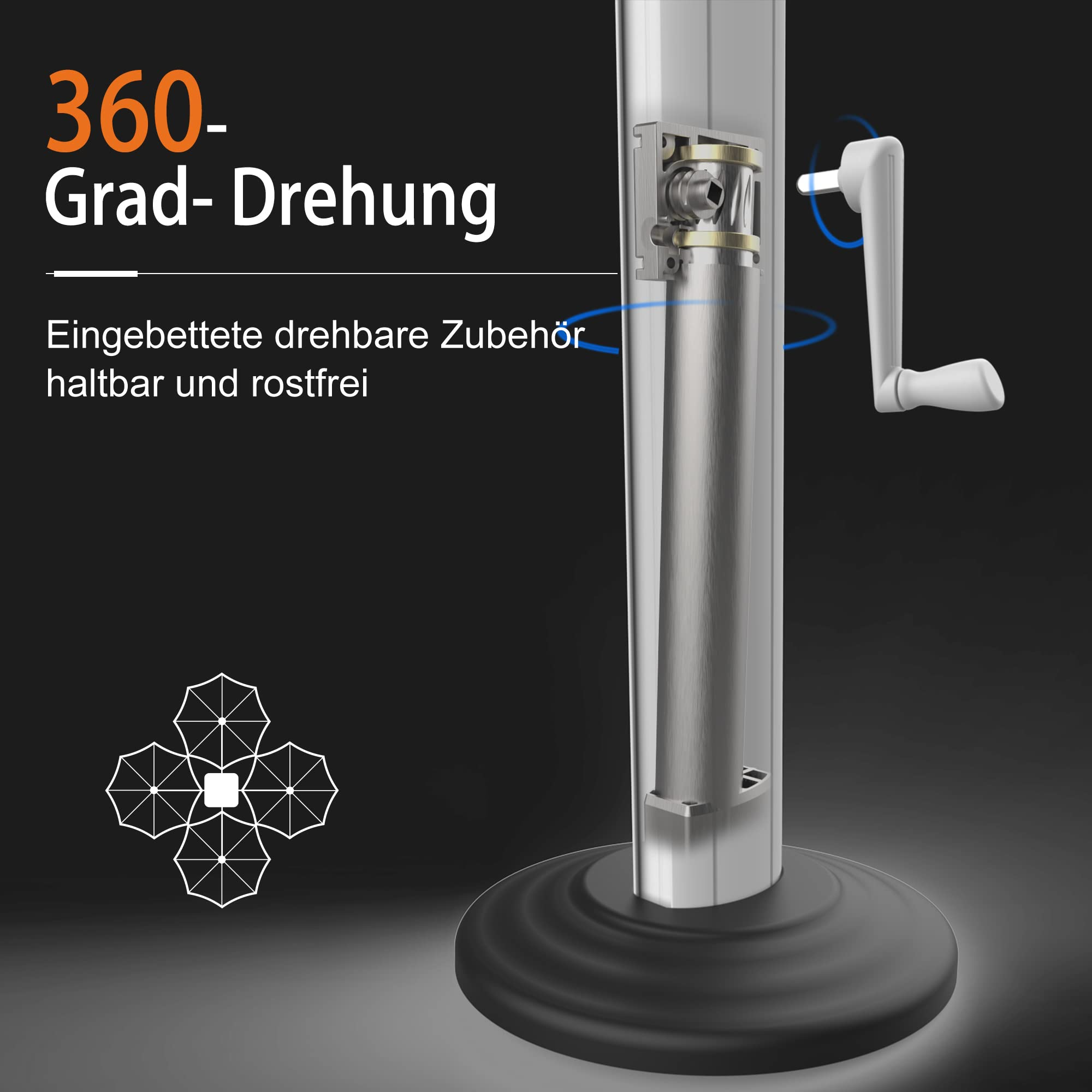 PURPLE LEAF Ronde Outdoor terrasparasol van 300cm/330cm/365cm Met Verlichting